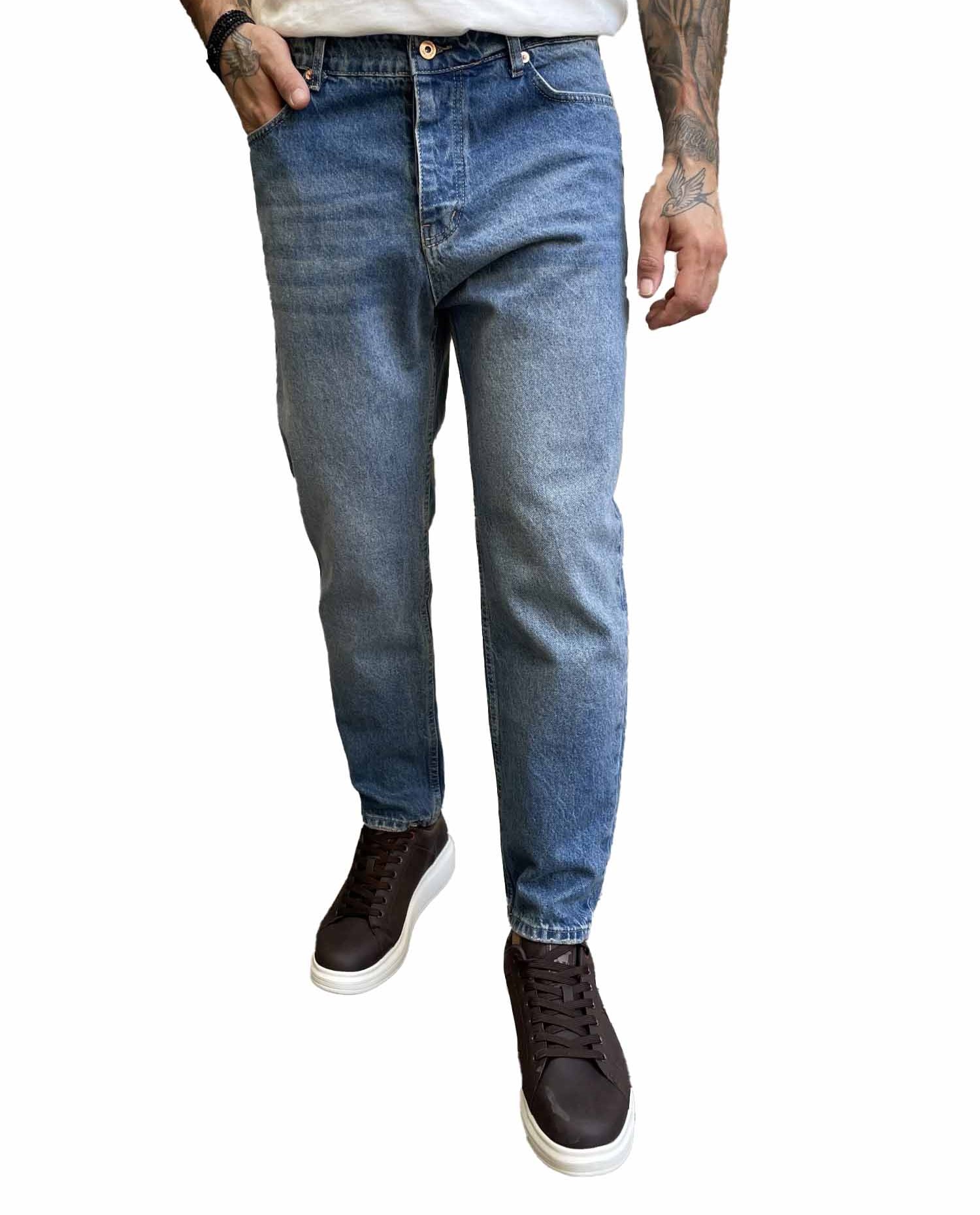 Ανδρικό μπλε ξεβαμμένο loose τζιν πεντάτσεπο WE2650 φωτογραφία